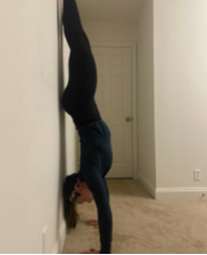 Jess Danahy, PT, DPT demonstrating poor shoulder strength and flexibility.